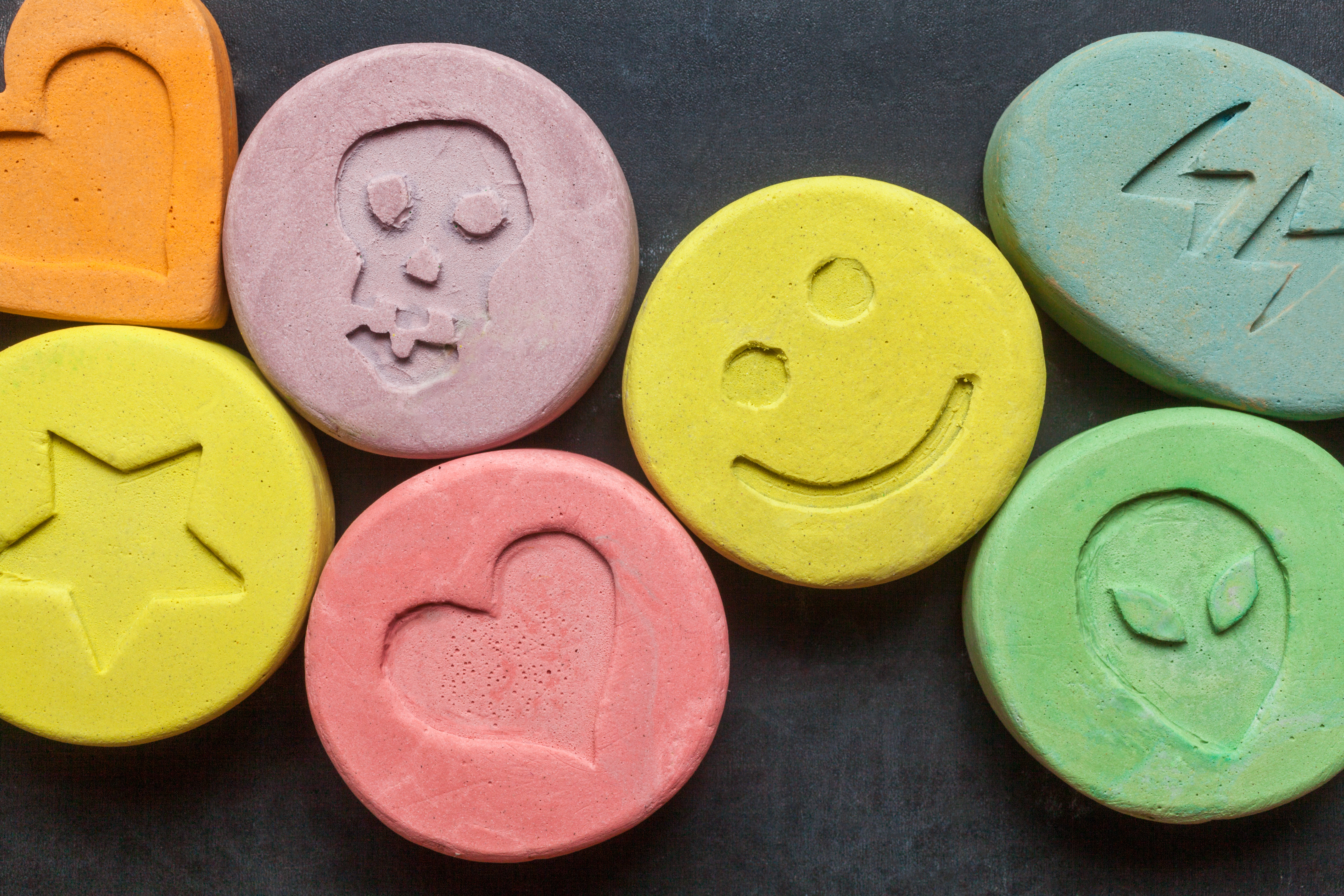 colourful ecstasy pills
